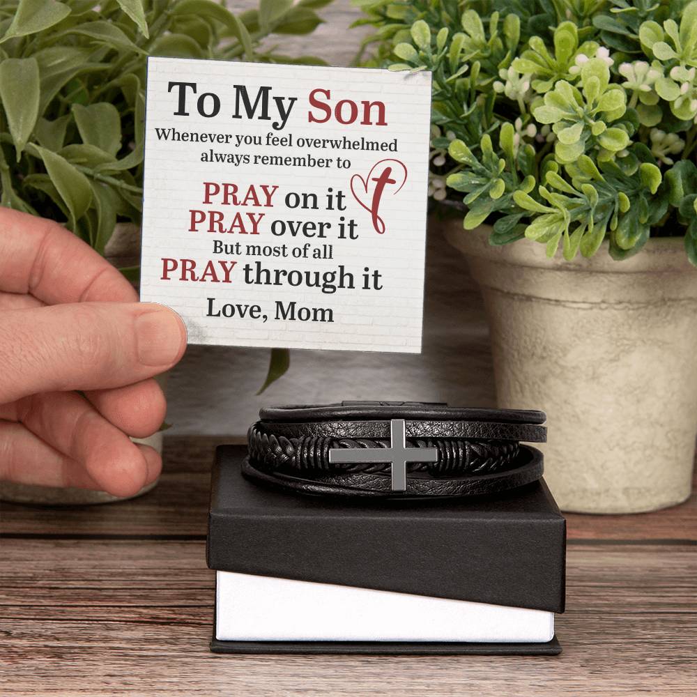 To My Son - Pray Over It - Cross Bracelet
