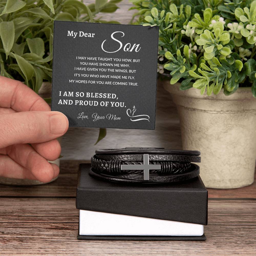 My Dear Son - I Am So Blessed | Cross Bracelet