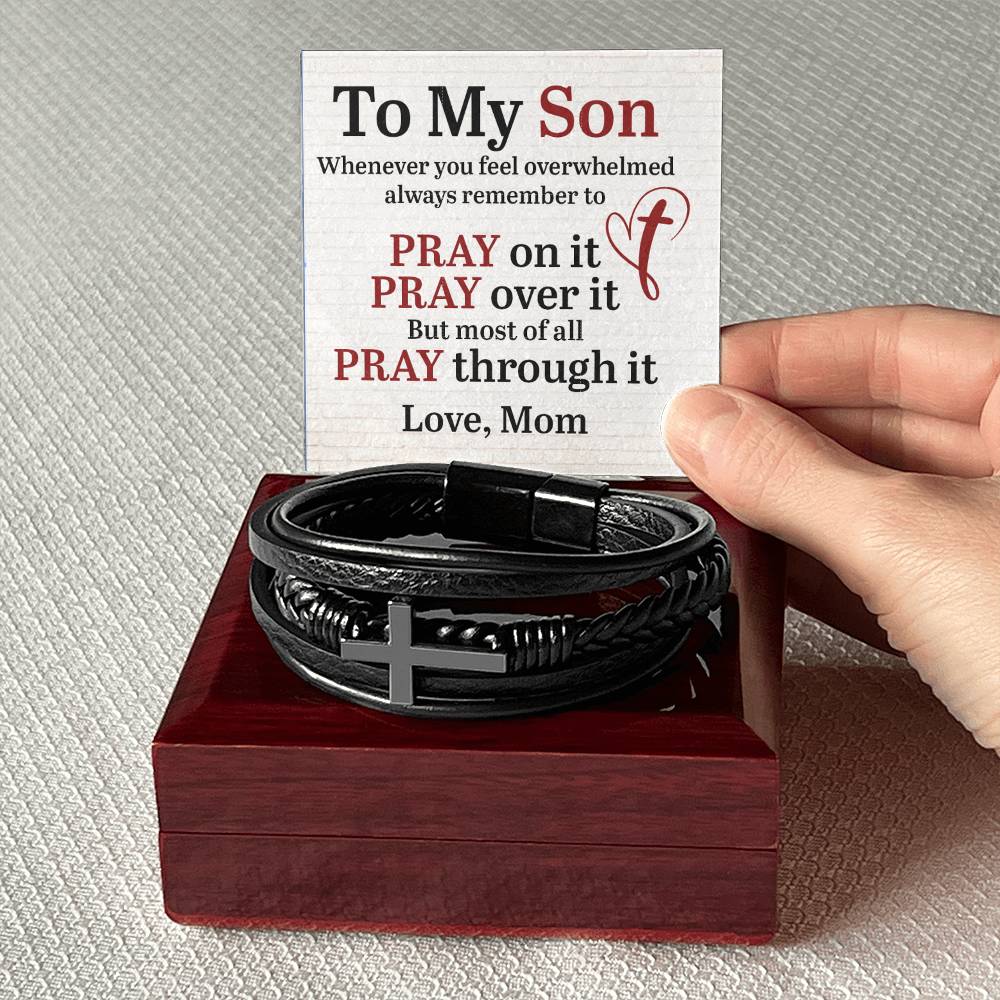 To My Son - Pray Over It - Cross Bracelet