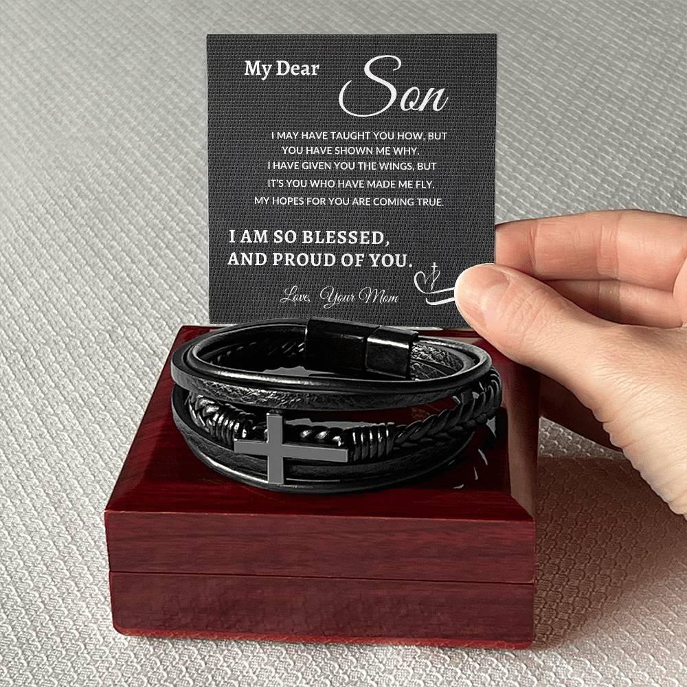 My Dear Son - I Am So Blessed | Cross Bracelet