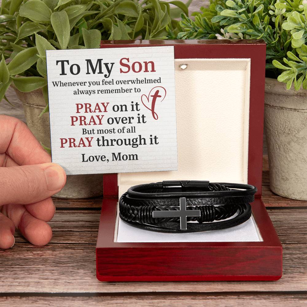 To My Son - Pray Over It - Cross Bracelet
